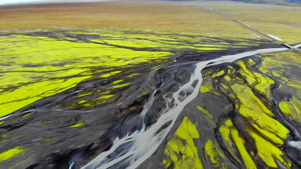 Aerial View of Glacier River Delta in Iceland