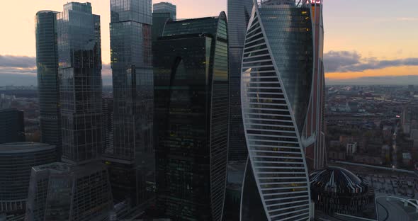 Business Center Moscow City. Aerial, Dron Shoot.