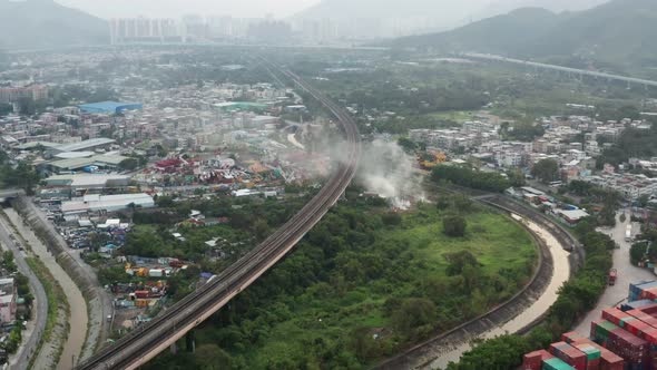 smoke in field in Hong Kong city