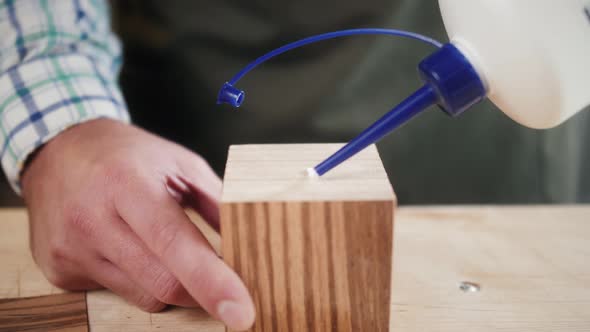 Close Up of Carpenter's Hands Making Wooden Gift Box He Wants To Sell His Diy Ecommerce