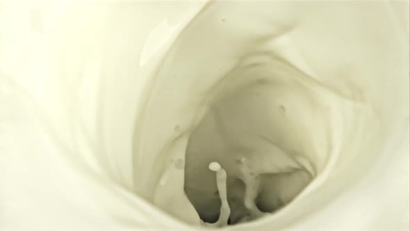 A Whirlpool of Fresh Milk with Air Bubbles
