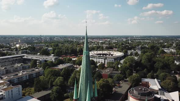 Aerial View of the Districts of the City of Hamburg. Germany Summer