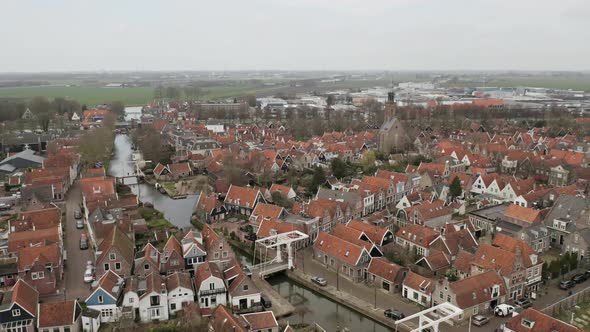 Netherlands Marken Flying Over a Small City in the Netherlands