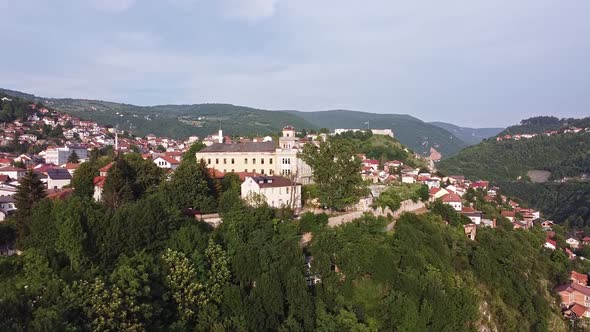 Aerial View Of Sarajevo ,Jajce Kasarna At Sunset, Bosnia 