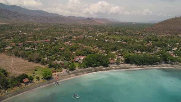 Tropical Landscape With, Mountains, Beach