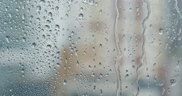 Water Droplets on Glass, Rain Outside