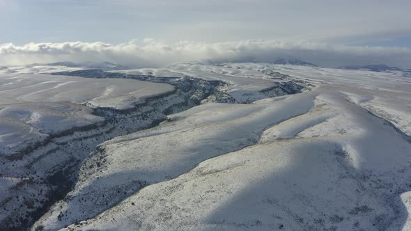 Wide expansive view of snowy plains