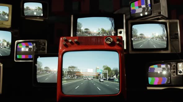 A Highway Trip on Retro TVs.