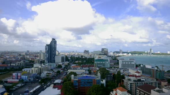 Time lapse of beautiful Pattaya city around sea ocean bay in Thailand