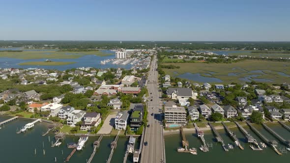 Aerial Footage Banks Channel Bridge Wrightsville Nc Usa
