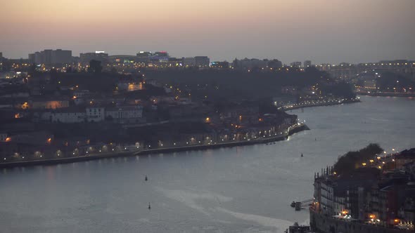 city of porto panoramic view at night blue hour