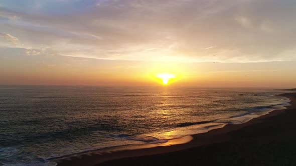 Aerial of Tropical Beach at Sunset