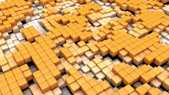 Abstract Background of Orange Cubes Seamless Loop