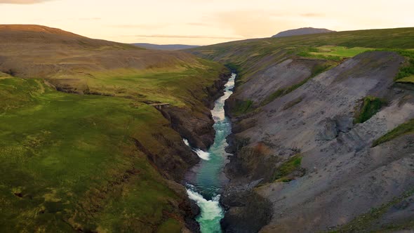 Flying Above the Studlagil Canyon in East Iceland