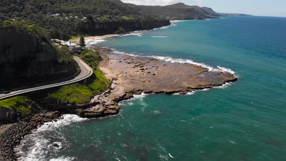 In the Frame Is an Australian Landmark. A Beautiful View of the Mountains and the Ocean. A Winding