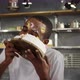 Man eats cake, gets dirty face and dancing with friends - VideoHive Item for Sale