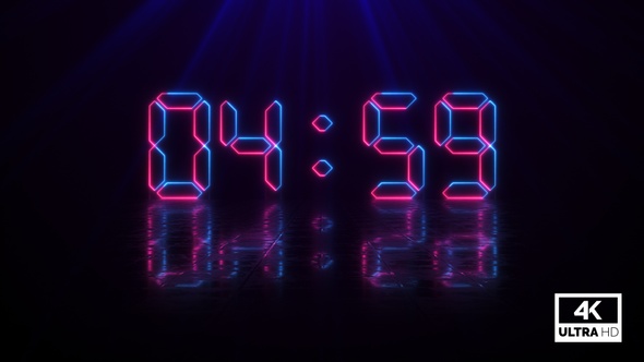 Negative Countdown Five Minutes to Zero Seconds Neon V2