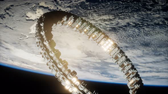 Futuristic Space Station on Earth Orbit alt
