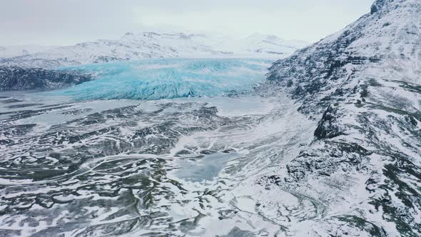 Aerial Drone Shot of Huge Glacier in Iceland