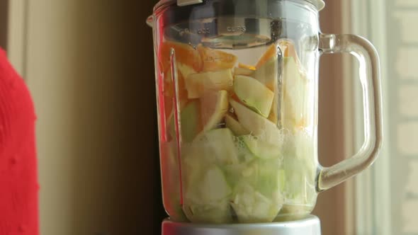 Fruits Mix In Blender Making Smoothie