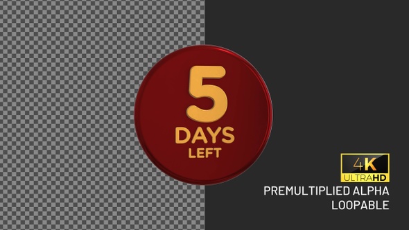 5 Days Left Rotating Looping Badge with Alpha Channel alt
