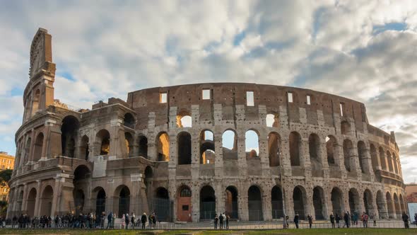 The Colosseum or Coliseum Timelapse, Flavian Amphitheatre in Rome, Italy