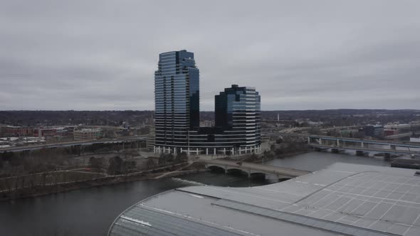 Aerial footage of Grand Rapids