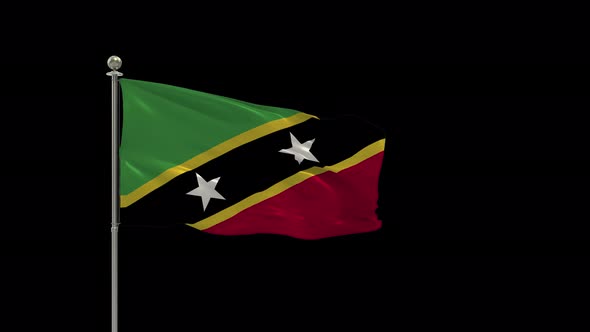 Saint Kitts and Nevis Looping Of The Waving Flag Pole With Alpha alt