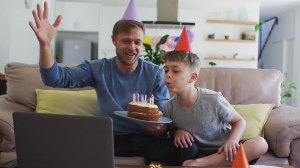 Caucasian man spending time with his son together