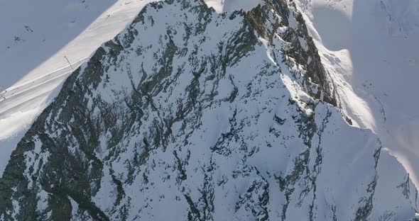 Drone Flight In Winter Over Kitzsteinhorn Mountain Peaks