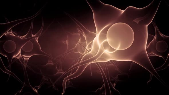 Neural Network with zoom into a Synapse and release of a Neurotransmitter. alt