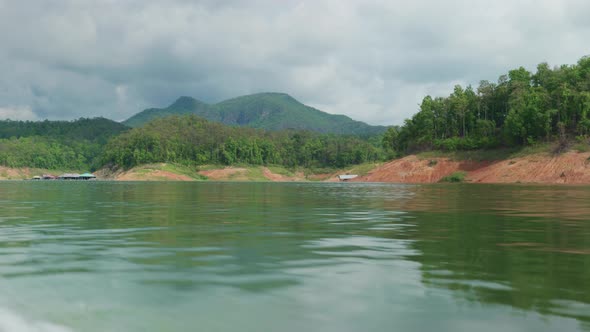 4K Cinematic landscape nature panoramic footage of the Mae Kuang Dam Lake at Doi Saket, Northern Tha