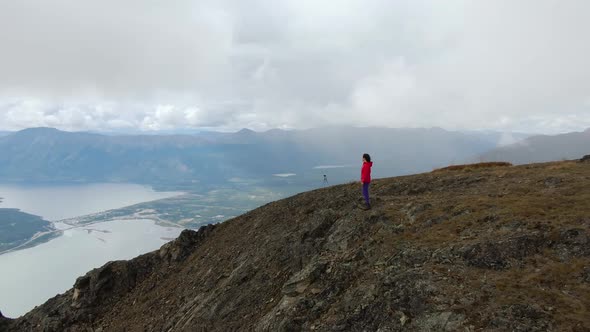 Adventurous Girl Hiking Up Nares Mountain