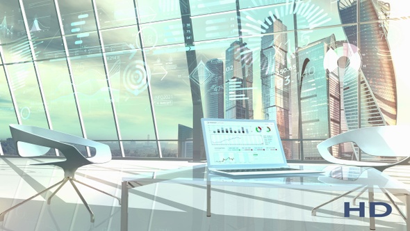 Trader's Laptop With Infographics On The Background HD alt