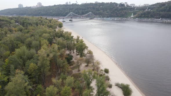 The Main River of Ukraine - Dnipro Near Kyiv. Slow Motion