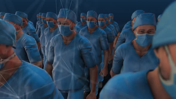 Surgeon Doctors With Face Mask Walking 4k