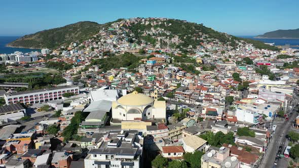 Peaceful landscape of coast city of Lakes Region of Rio de Janeiro Brazil.