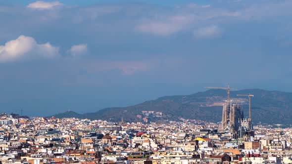 Timelapse of Barcelona city with Sagrada Familia