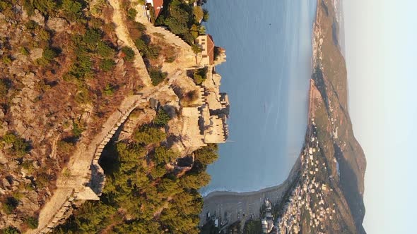 Vertical Video Alanya Castle  Alanya Kalesi Aerial View