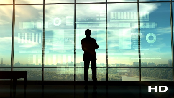 Silhouette Of A Trader In The Office HD