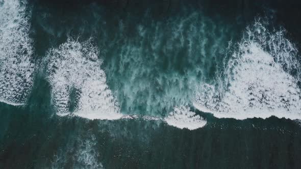 Waves Rolling From Above. Top Down View.