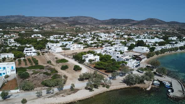 Aliki beach on the island of Naxos in the Cyclades in Greece seen from the sk