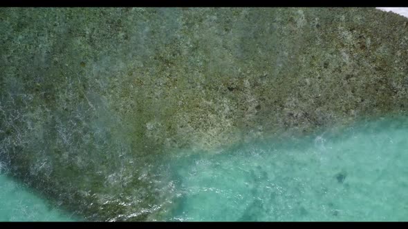 Aerial drone travel of paradise sea view beach lifestyle by transparent sea and white sand backgroun