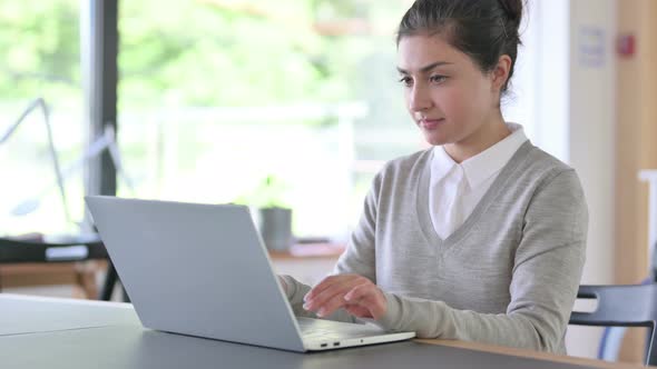 Indian Woman with Laptop Having Toothache, Cavity