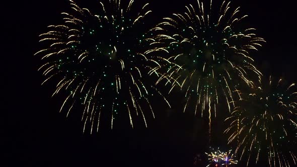 Colorful Firework display at night on sky background