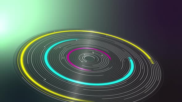 Animation of multi coloured yellow, blue and pink circles of scanning scope