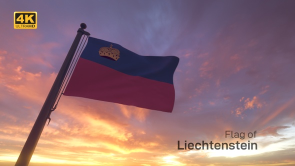 Liechtenstein Flag on a Flagpole V3 - 4K