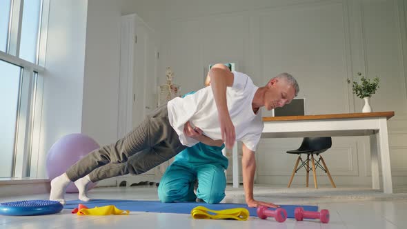 Back Health, The Man Performs Back Exercises, Which Restore Physical Functions, Healthcare Concept