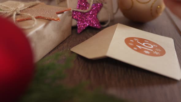 Making Christmas Advent Calendar DIY Homemade Craft Envelopes Numbers Stickers