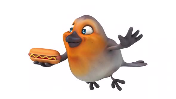 Fun 3D cartoon red robin with alpha